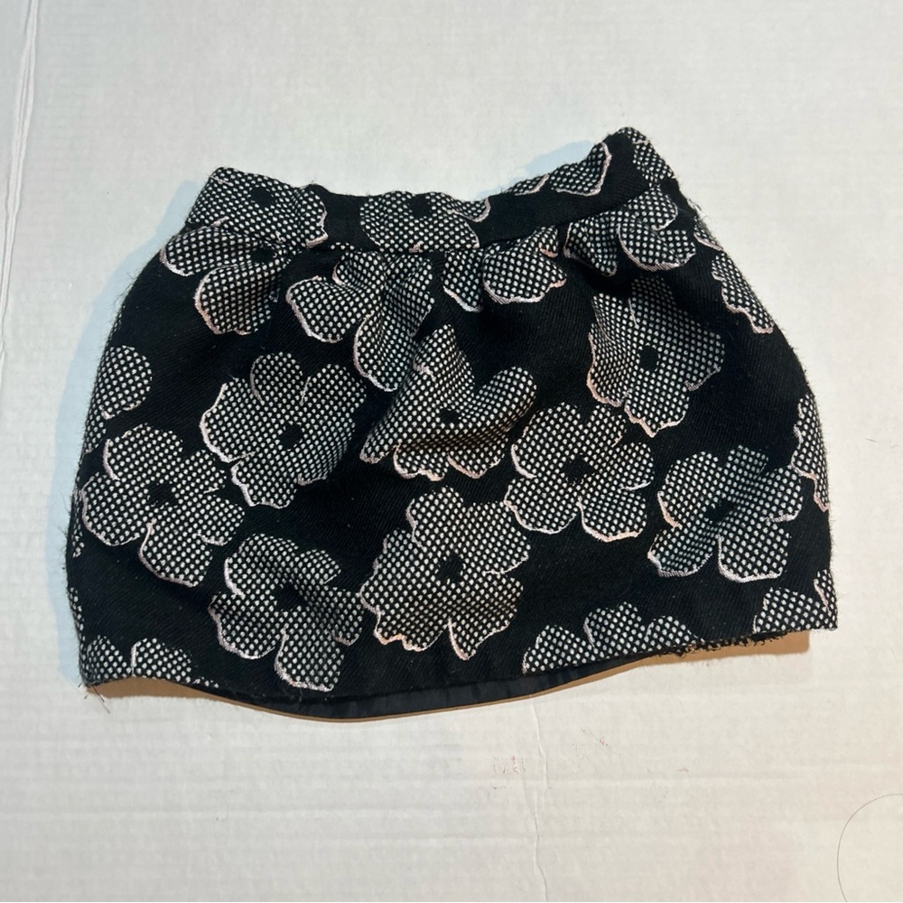 Janie And Jack Floral Black And White‎ Side Zip Skirt Size 4 Adjustable Waist